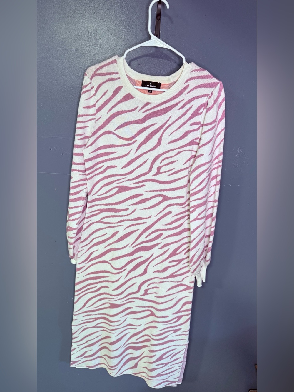 Lulu's Pink & White Striped Knit Sweater dress